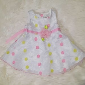 Youngland Baby Pink and Green Dots Easter Dress